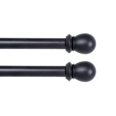 Kenney Scroll Ball Double Curtain Rod In Black
