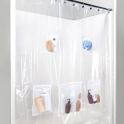 Kenney Solid Color Shower Curtain Liner In Clear