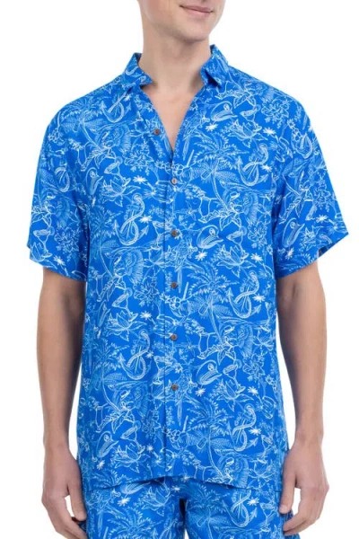 Kenny Flowers The Margaritaville Ode To Jimmy Short Sleeve Shirt In Blue