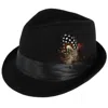 Kenny K Men's Dressy Faux Felt Fedora With Feather In Black