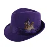 Kenny K Men's Dressy Faux Felt Fedora With Feather In Purple
