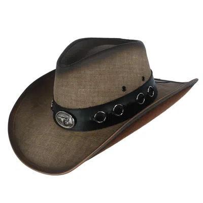 Kenny K Men's Vegan Leather Western Hat With Conchos In Grey