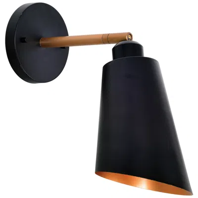 Kenroy Home Alvar 12" High Modern Matte Black And Brass Wall Sconce