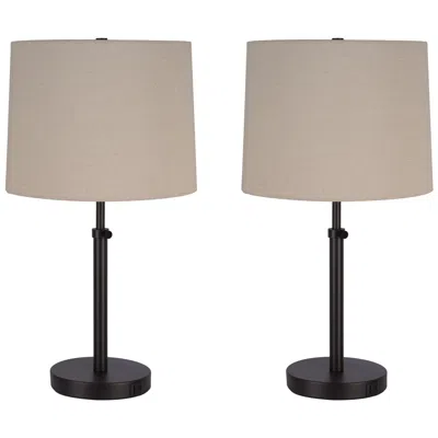 Kenroy Home Beckett Dark Bronze Usb Table Lamps Set Of 2 In Black