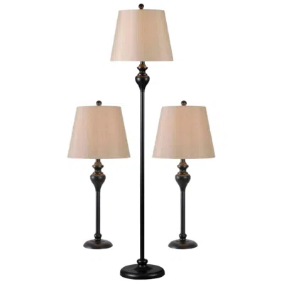 Kenroy Home Charlotte Oil Rubbed Bronze Floor And Table Lamps Set Of 3 In Nude