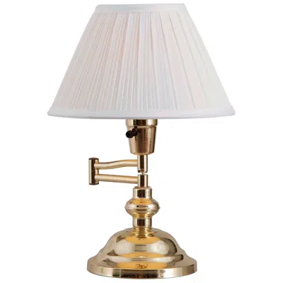 Kenroy Home Classic Polished Brass Swing Arm Desk Lamp In White
