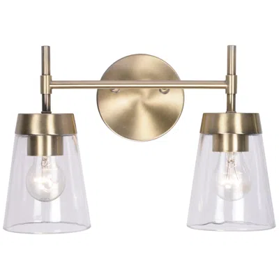 Kenroy Home Delgado 14 3/4" Wide 2-light Antique Brass Vanity Light In Nude