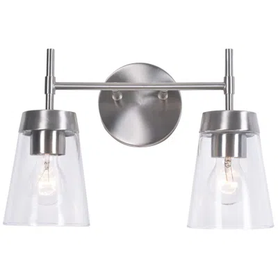Kenroy Home Delgado 14 3/4" Wide 2-light Brushed Steel Vanity Light In Black