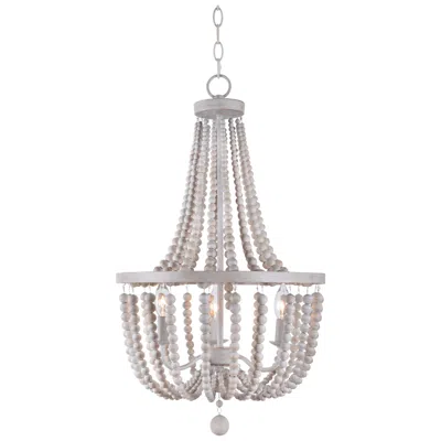 Kenroy Home Dumas 3 Light Ww Wood Beaded Chandelier In Silver