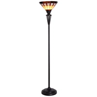 Kenroy Home Harmond 71 1/2" Bronze Tiffany Style Torchiere Floor Lamp In Black