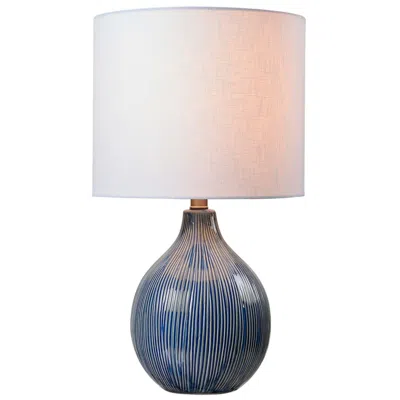 Kenroy Home Intaglio Blue Ceramic Gourd Accent Table Lamp In Metallic