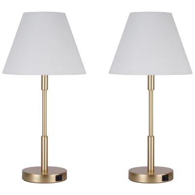 Kenroy Home Marlow Lamp With Usb Ports - Antique Brass - Set O In Gold