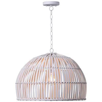 Kenroy Home Moon 20" Wide Modern Coastal White Rattan Dome Pendant In Neutral