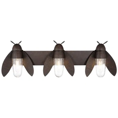 Kenroy Home Nightflight 34" Wide 3-light Rustic Bronze Vanity Light In Black