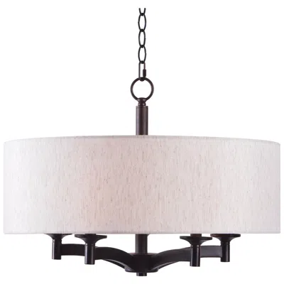 Kenroy Home Rutherford 22" Wide 5-light Oil Rubbed Bronze Drum Pendant In Neutral