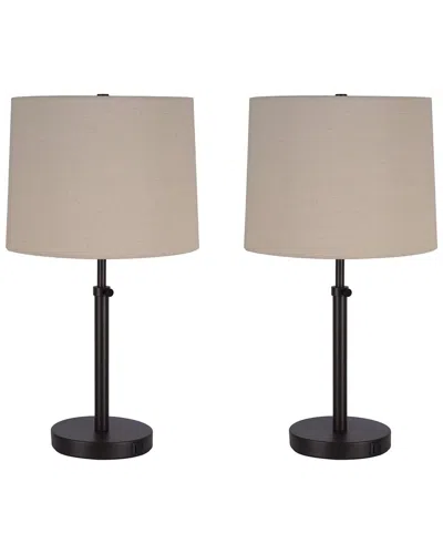 Kenroy Home Set Of 2 Beckett Lamps With Usb Ports In Neutral