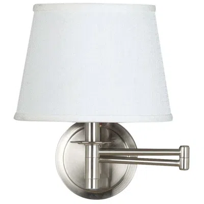 Kenroy Home Sheppard Brushed Steel Plug-in Swing Arm Wall Lamp In White