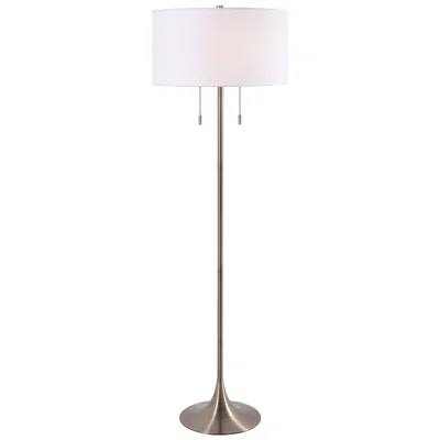 Kenroy Home Stowe 61" High Antique Brass Pull Chain Floor Lamp In White