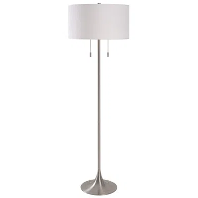 Kenroy Home Stowe 61" High Brushed Nickel Pull Chain Floor Lamp In White