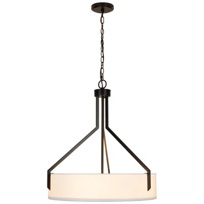 Kenroy Home Thayne 24" Wide 5-light Black Finish White Drum Pendant