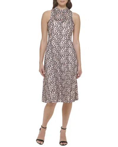 Kensie 2-tone Lace Midi Dress In Brown