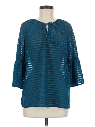 Pre-owned Kensie 3/4 Sleeve T-shirt In Blue