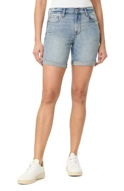 Kensie 7" Double Roll Cuff Shorts In Blue