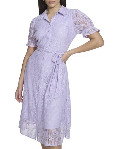 Kensie Allover Floral Lace Midi Dress In Purple