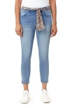 Kensie Belted Mid Rise Skinny Cropped Jeans In Blue