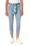 Kensie Belted Mid Rise Skinny Cropped Jeans In Blue