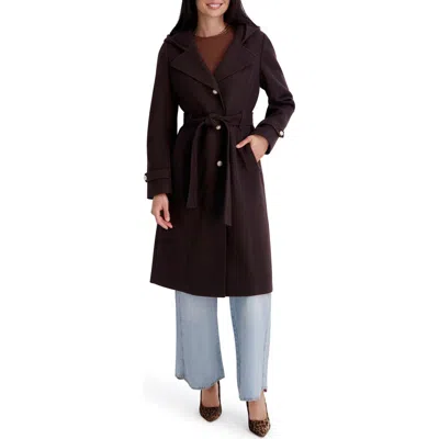 Kensie Belted Plush Trench Coat In Multi