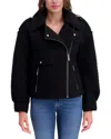 Kensie Boucle Wool Moto Jacket In Black