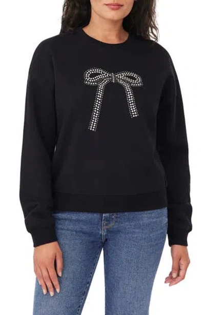 Kensie Bow Embellished Sweatshirt In Black