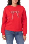 Kensie Bow Embellished Sweatshirt In Red