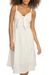 Kensie Women's Bow Tie-front Striped-texture Cotton Minidress In White