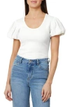 Kensie Bubble Sleeve Rib Top In White