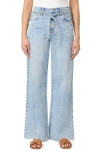 Kensie Carla Belted Wide Leg Jeans In Blue