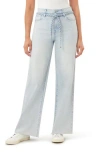 Kensie Carla Belted Wide Leg Jeans In Blue