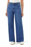 Kensie Carla Belted Wide Leg Jeans In Blue