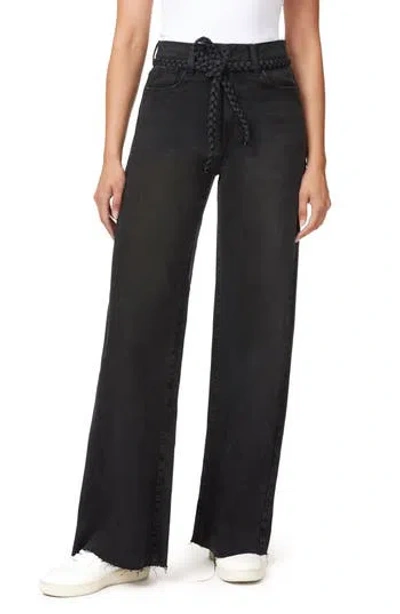 Kensie Carla Belted Wide Leg Jeans In Black