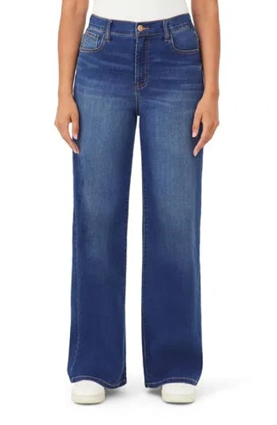 Kensie Carla High Rise Knit Wide Leg Pants In Blue