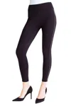 Kensie Chain And Bead Leggings In Black/silver In Black