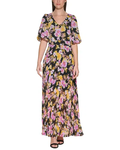 Kensie Chiffon Yortu Maxi Dress In Black