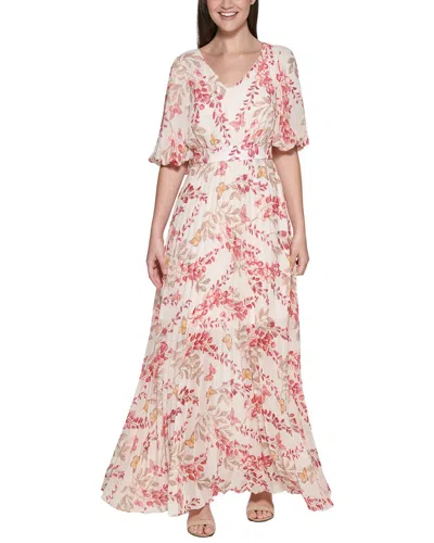 Kensie Chiffon Yortu Maxi Dress In Brown