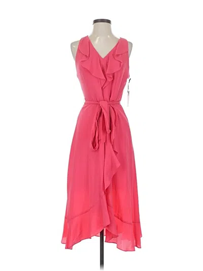Kensie Womens Asymmetric Mid-calf Wrap Dress In Watermelon