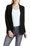 Kensie Comfy Viscose Blend Collared Cardigan In Black In Black