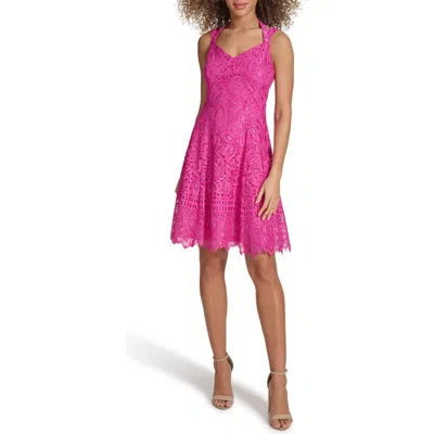 KENSIE KENSIE CORDED LACE HALTER COCKTAIL MINIDRESS