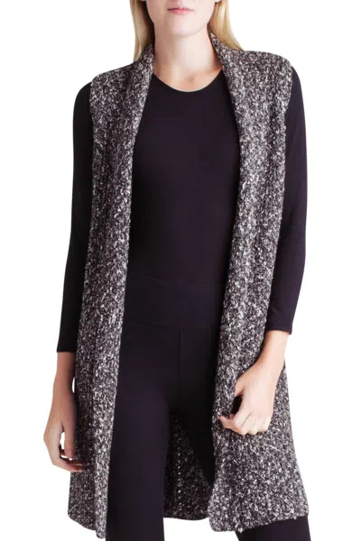 Kensie Cotton Tweed Sweater Vest In Black