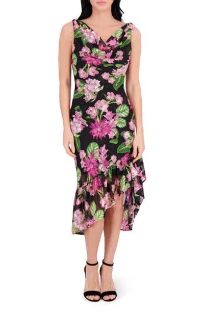 Kensie Cowl Neck Midi Dress In Multi