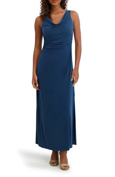 Kensie Cowl Neck Midi Sundress In Blue